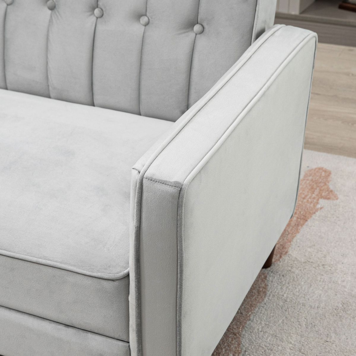 Sofá cama Paulo Homcom 3 plazas respaldo reclinable gris 78,5x189x80,5 cm