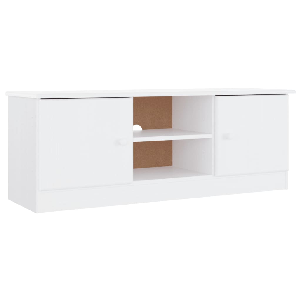 Mueble de TV Orión 2 armarios + 2 compartimentos madera de pino blanco 41x112x35 cm