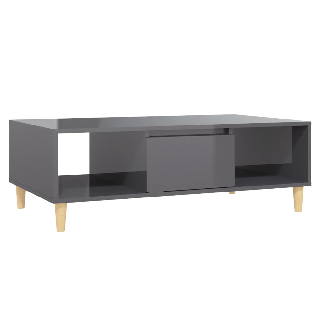 Mesa de centro Körn 2 huecos + 1 puerta gris brillante 35x103,5x60 cm