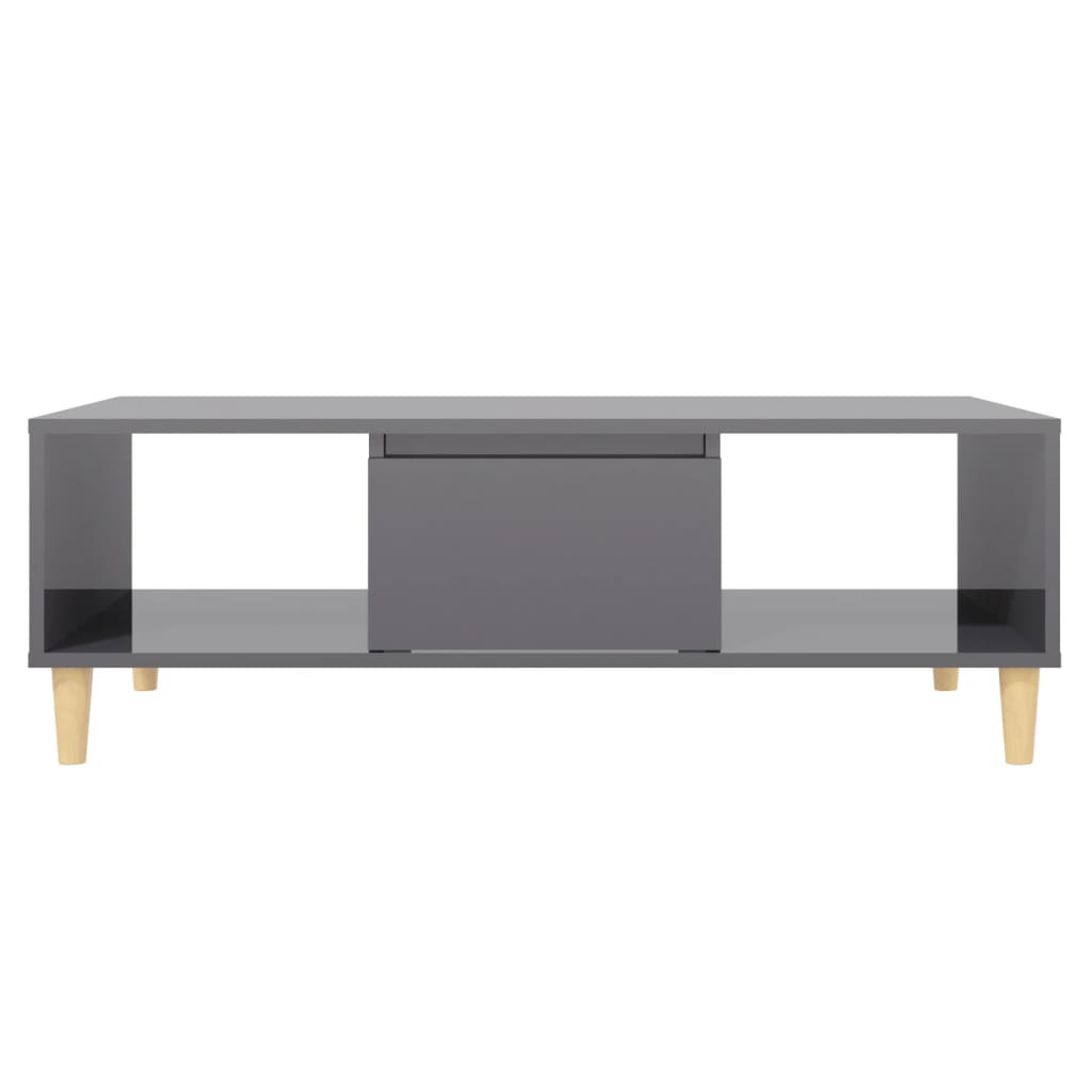 Mesa de centro Körn 2 huecos + 1 puerta gris brillante 35x103,5x60 cm 5