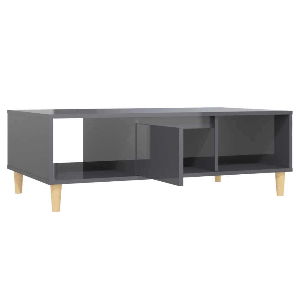 Mesa de centro Körn 2 huecos + 1 puerta gris brillante 35x103,5x60 cm 7