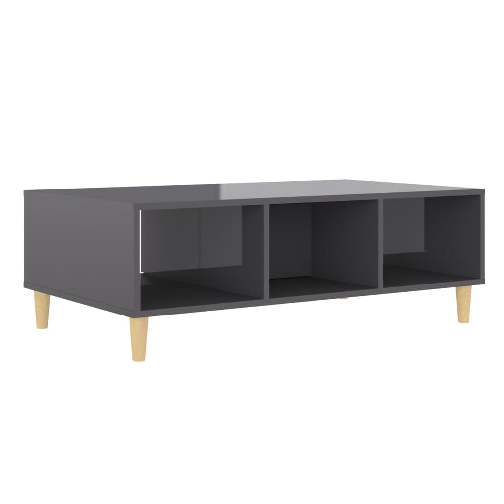 Mesa de centro Körn 2 huecos + 1 puerta gris brillante 35x103,5x60 cm 8