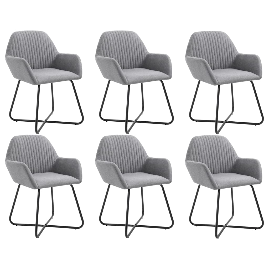 Pack de 6 sillas Kervin con reposabrazos tela gris claro 84x61x61 cm