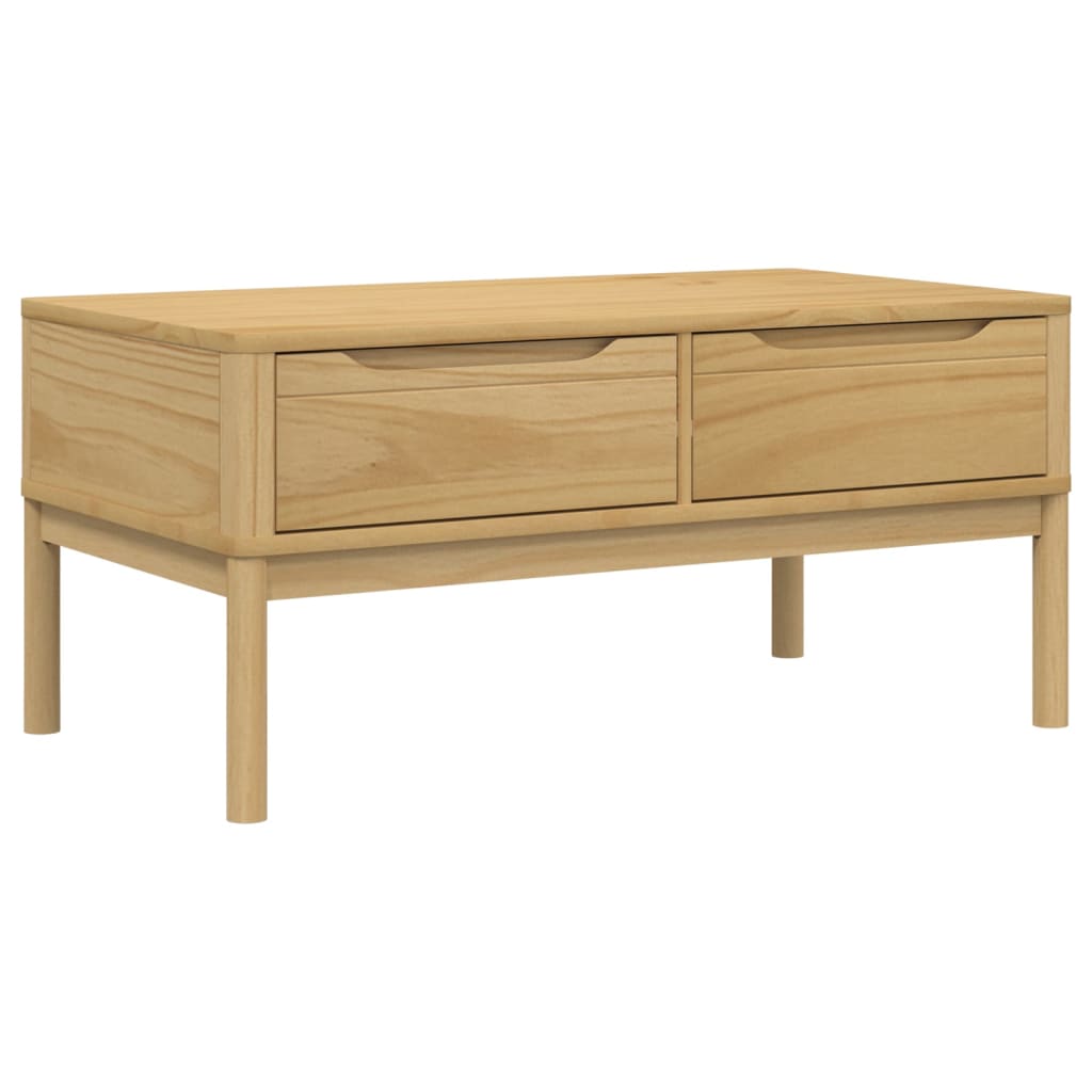 Mesa de centro Floro 2 cajones madera de pino natural 45x99x55,5 cm