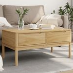 Mesa de centro Floro 2 cajones madera de pino natural 45x99x55,5 cm
