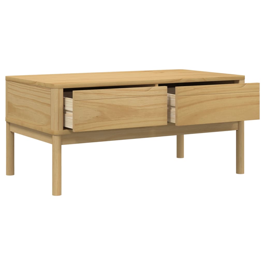 Mesa de centro Floro 2 cajones madera de pino natural 45x99x55,5 cm 8