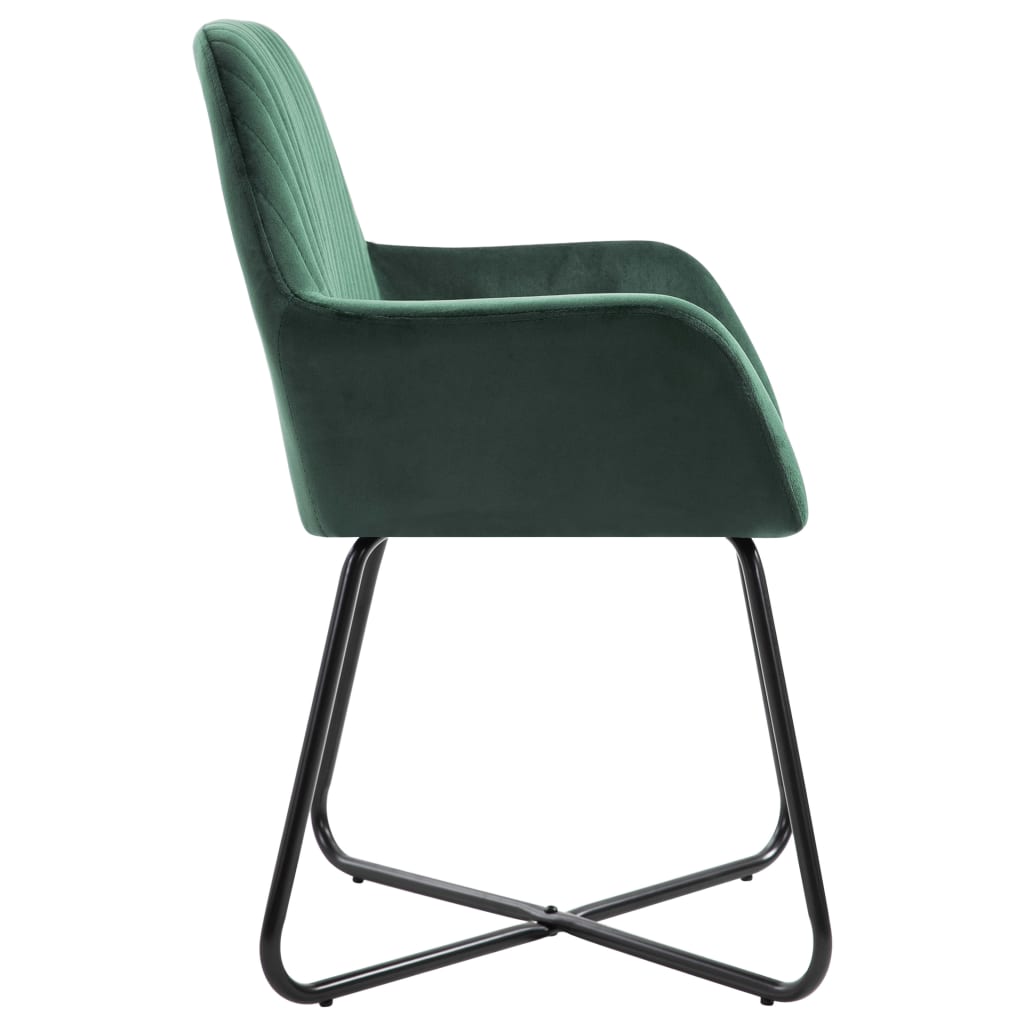 Pack de 6 sillas Karlna con reposabrazos terciopelo verde 84x61x61 cm