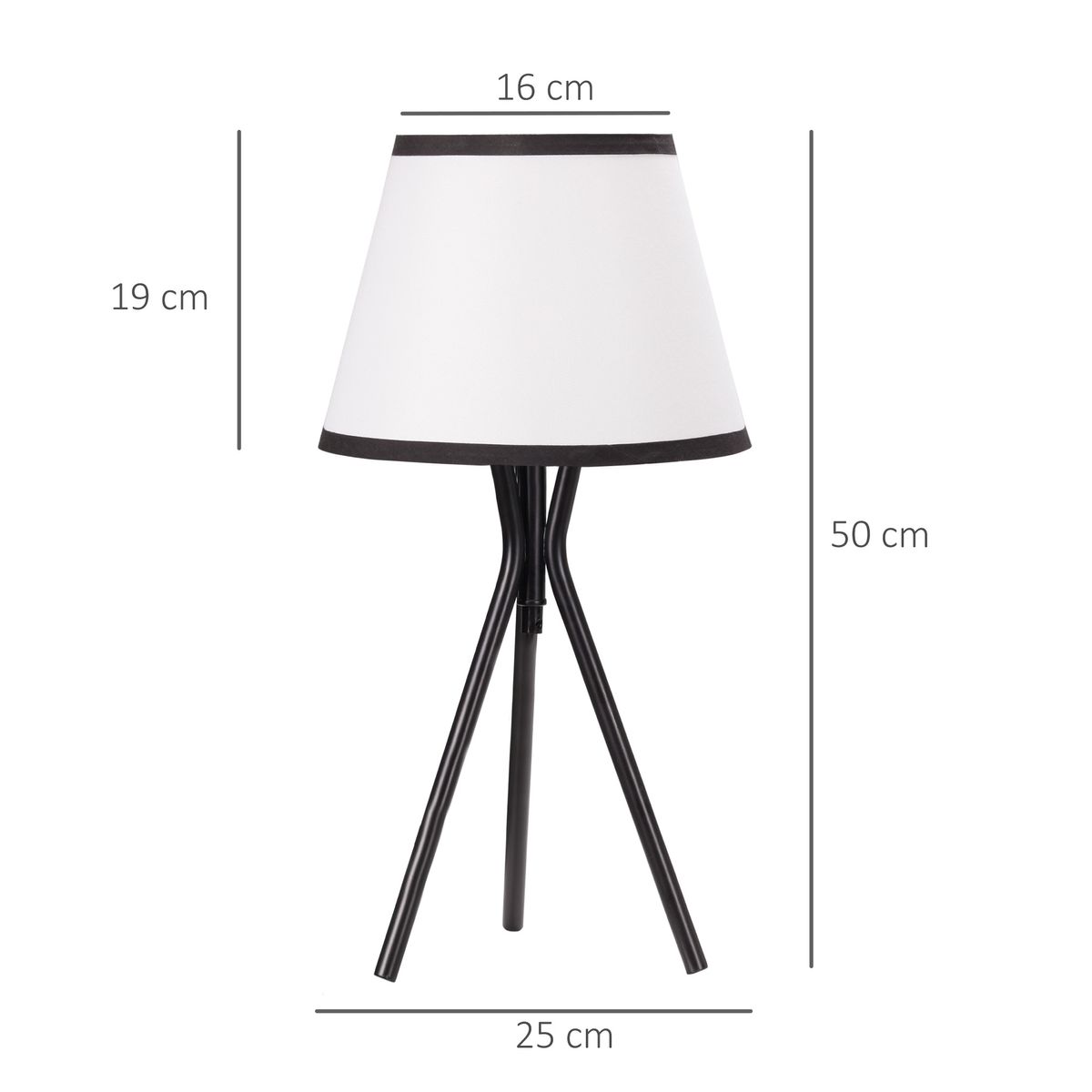 Lámpara de sobremesa Tina Homcom 40W blanco/negro Ø25x50 cm