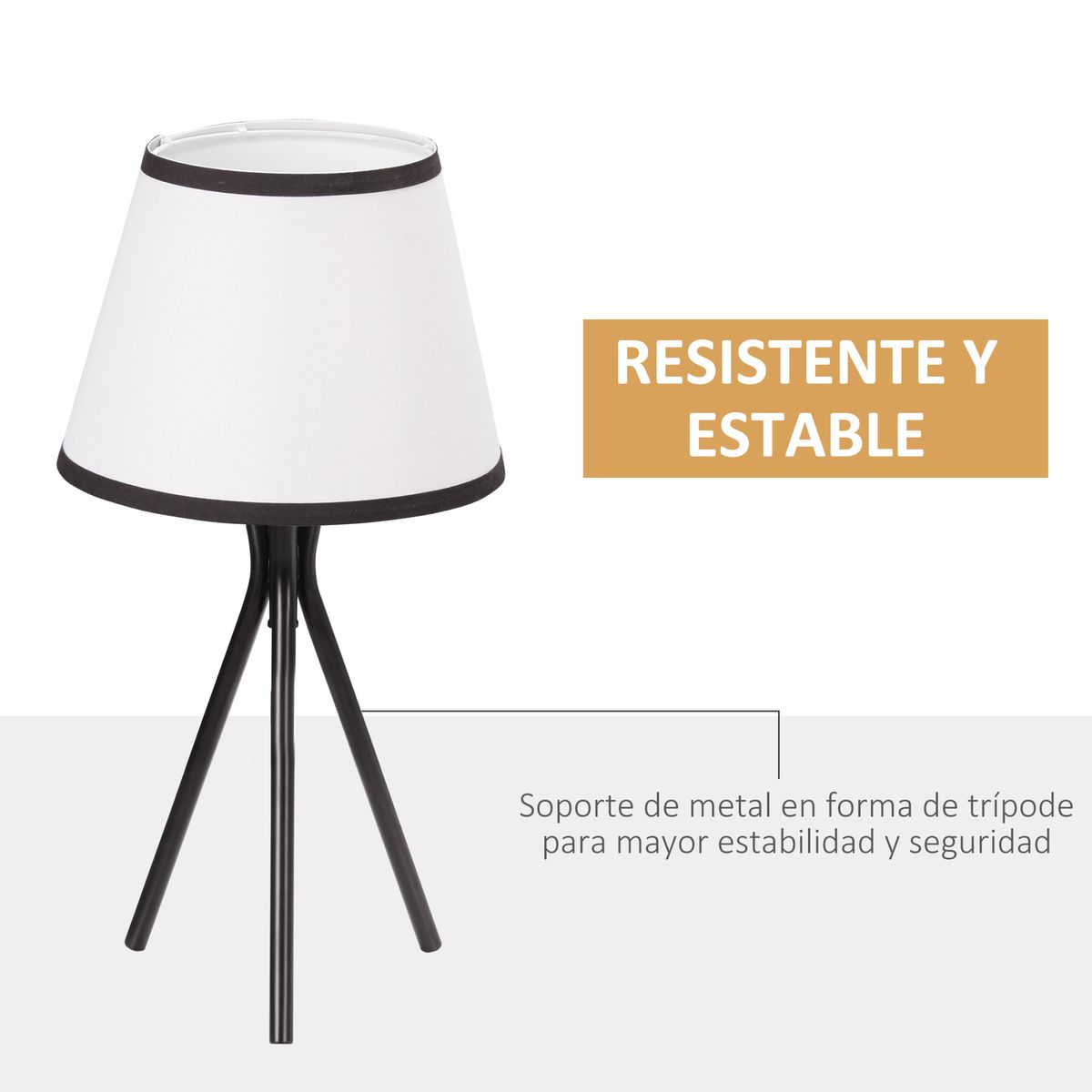 Lámpara de sobremesa Tina Homcom 40W blanco/negro Ø25x50 cm