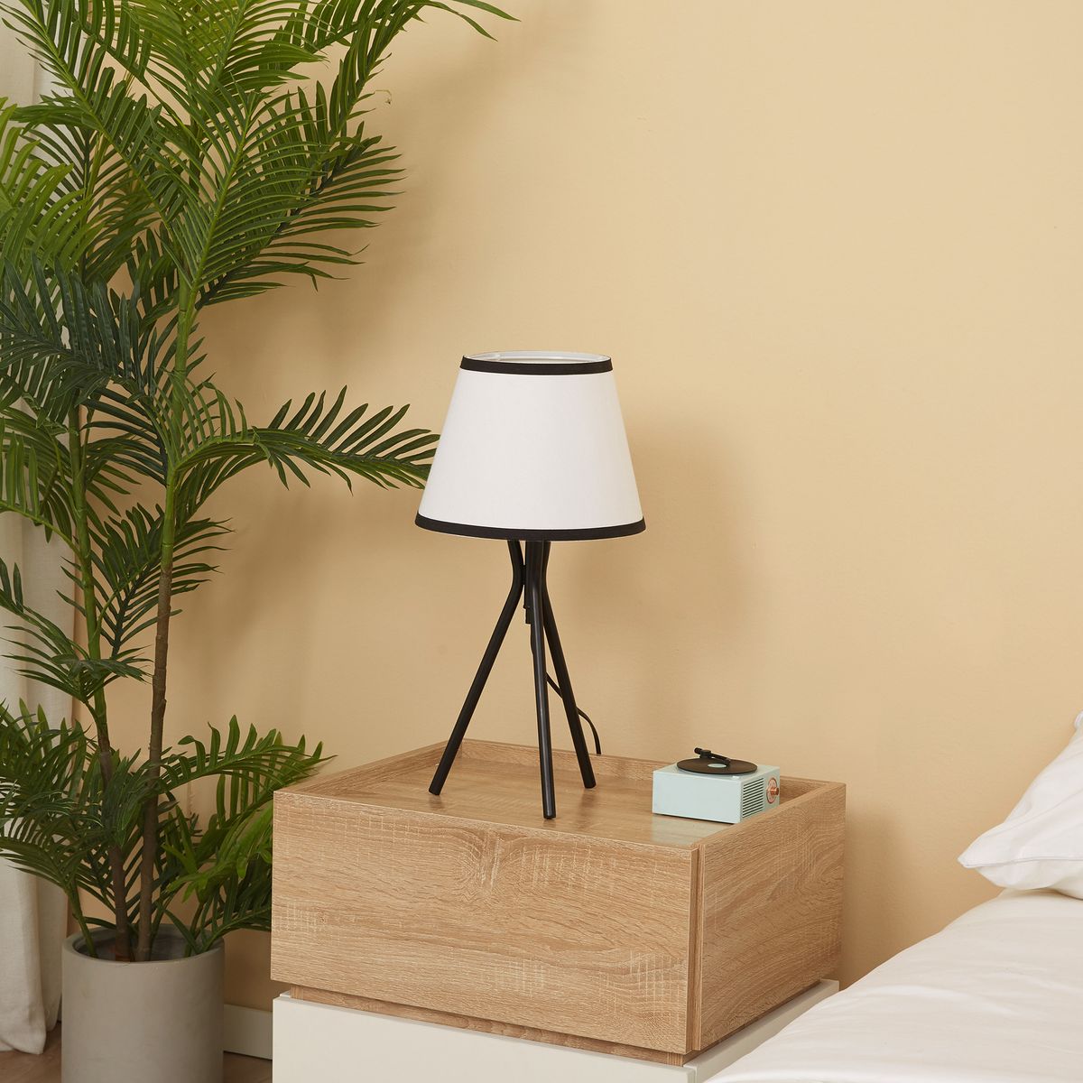 Lámpara de sobremesa Tina Homcom 40W blanco/negro Ø25x50 cm