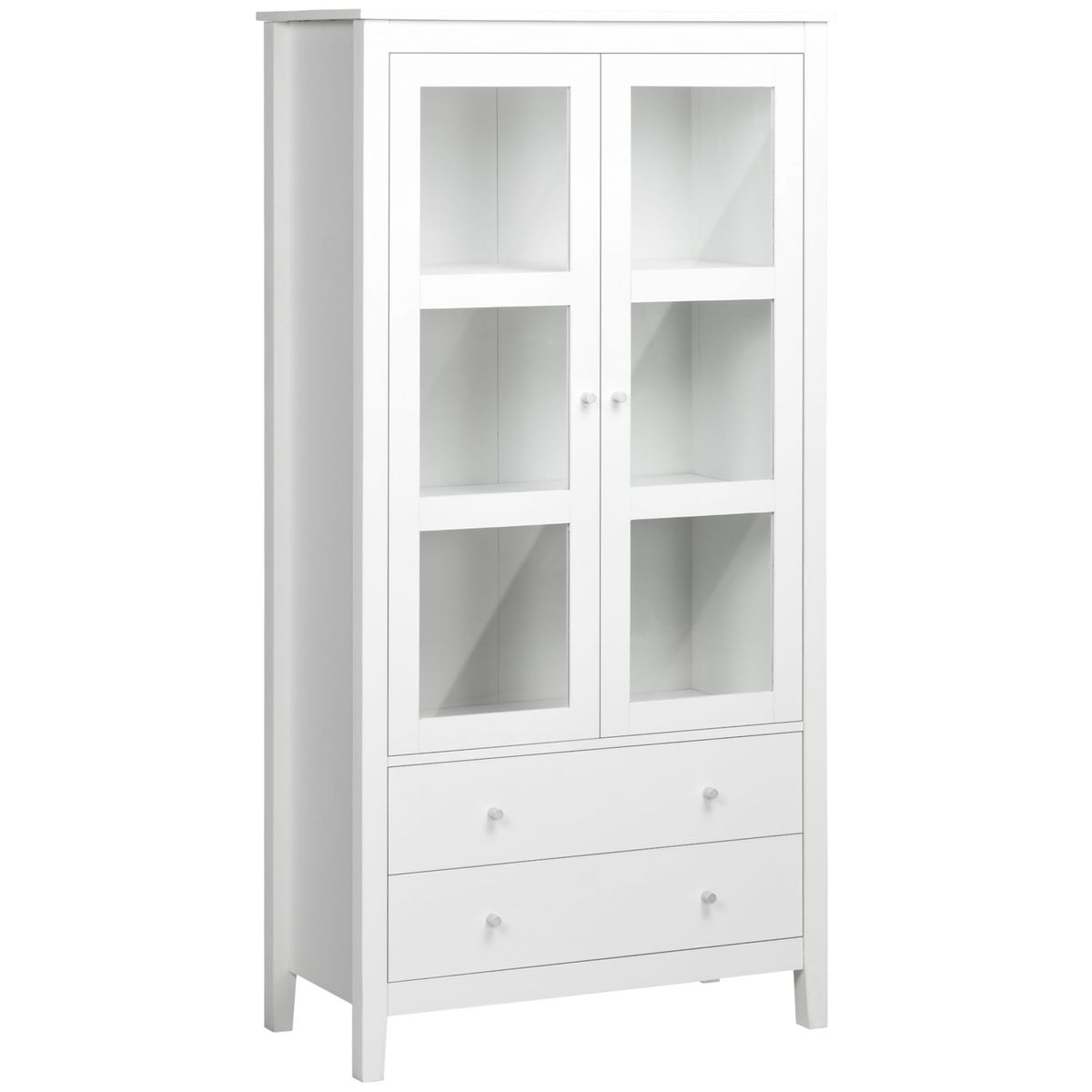 Vitrina Vela Homcom 2 puertas 3 estantes + 2 cajones blanco 160x80x40 cm