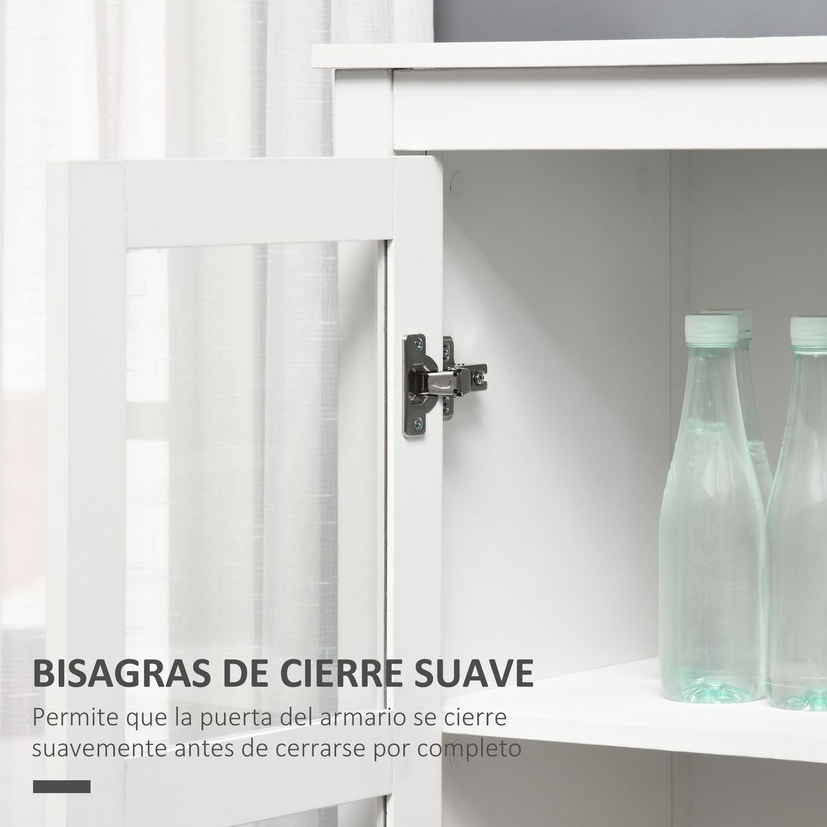 Vitrina Vela Homcom 2 puertas 3 estantes + 2 cajones blanco 160x80x40 cm