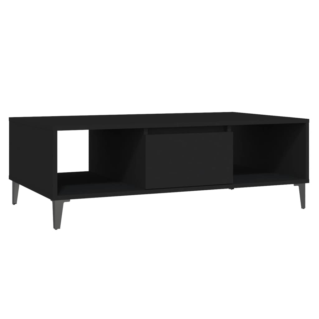 Mesa de centro Krähm 2 huecos + 1 puerta negro 35x103,5x60 cm
