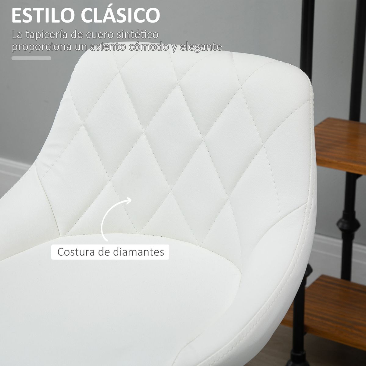 Pack de 2 taburetes Shangai Homcom altura regulable con reposapiés blanco 83-104x46x48 cm