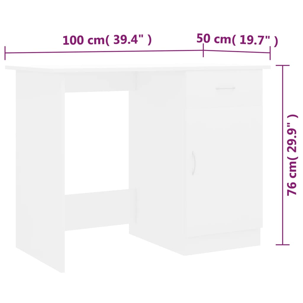 Escritorio Newton 1 cajón + 1 puerta blanco 76x100x50 cm 9