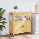 Carrito auxiliar Monza armario + cajón madera de pino natural 90x84x40 cm
