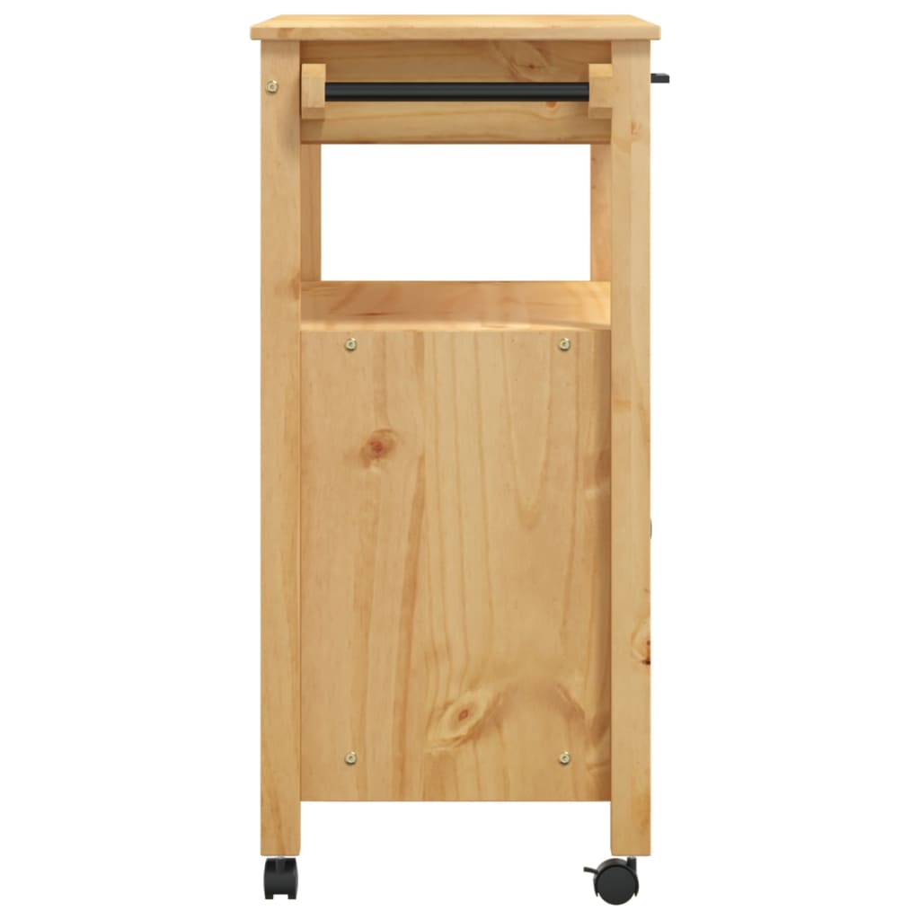 Carrito auxiliar Monza armario + cajón madera de pino natural 90x84x40 cm