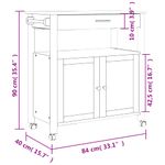 Carrito auxiliar Monza armario + cajón madera de pino natural 90x84x40 cm