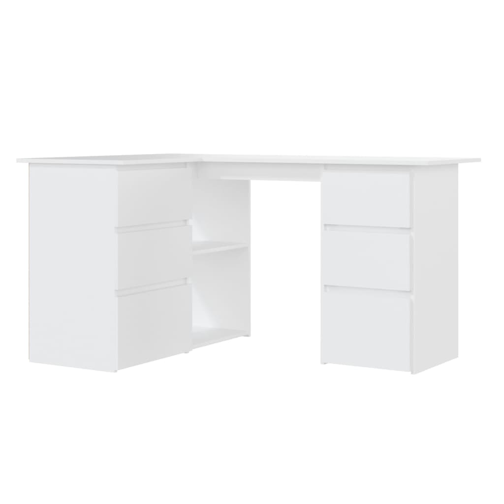 Escritorio esquinero Cum Laude 4 cajones + 2 puertas blanco 76x145x100 cm