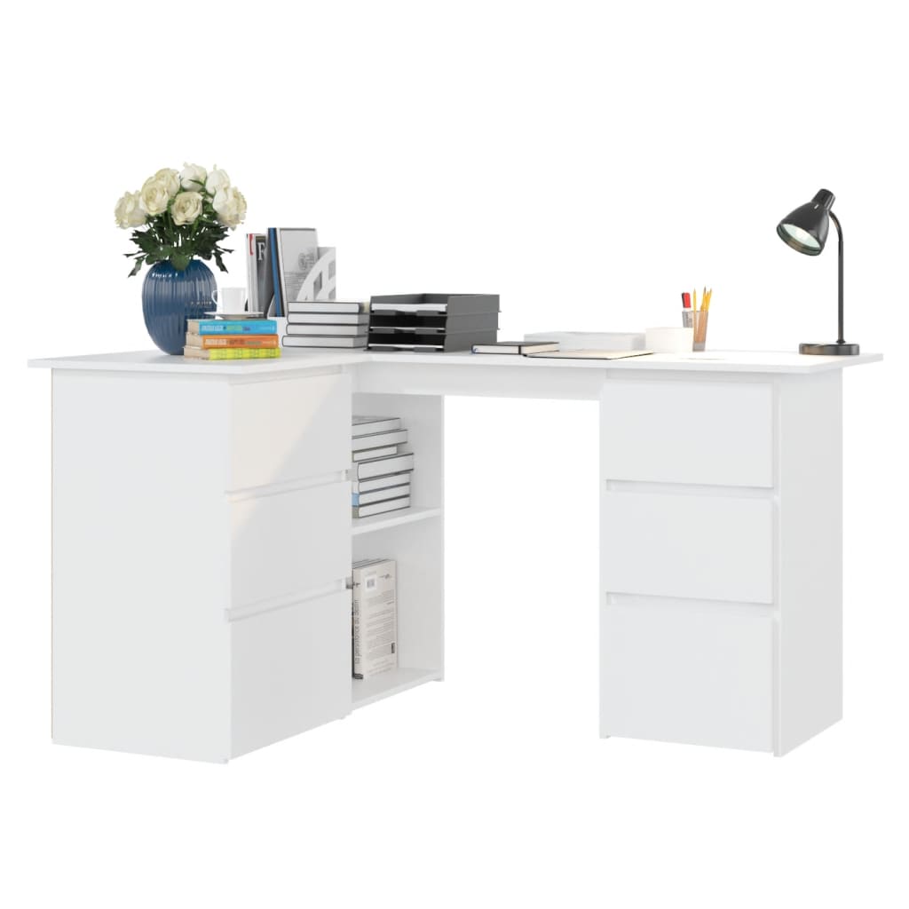 Escritorio esquinero Cum Laude 4 cajones + 2 puertas blanco 76x145x100 cm 4