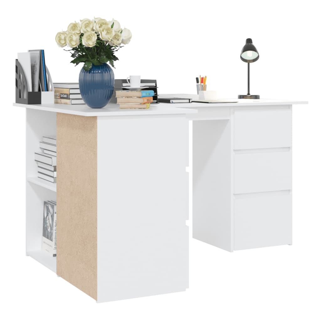 Escritorio esquinero Cum Laude 4 cajones + 2 puertas blanco 76x145x100 cm 5