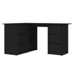 Escritorio esquinero Cum Laude 4 cajones + 2 puertas negro 76x145x100 cm