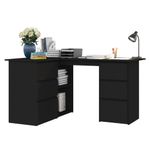 Escritorio esquinero Cum Laude 4 cajones + 2 puertas negro 76x145x100 cm 4