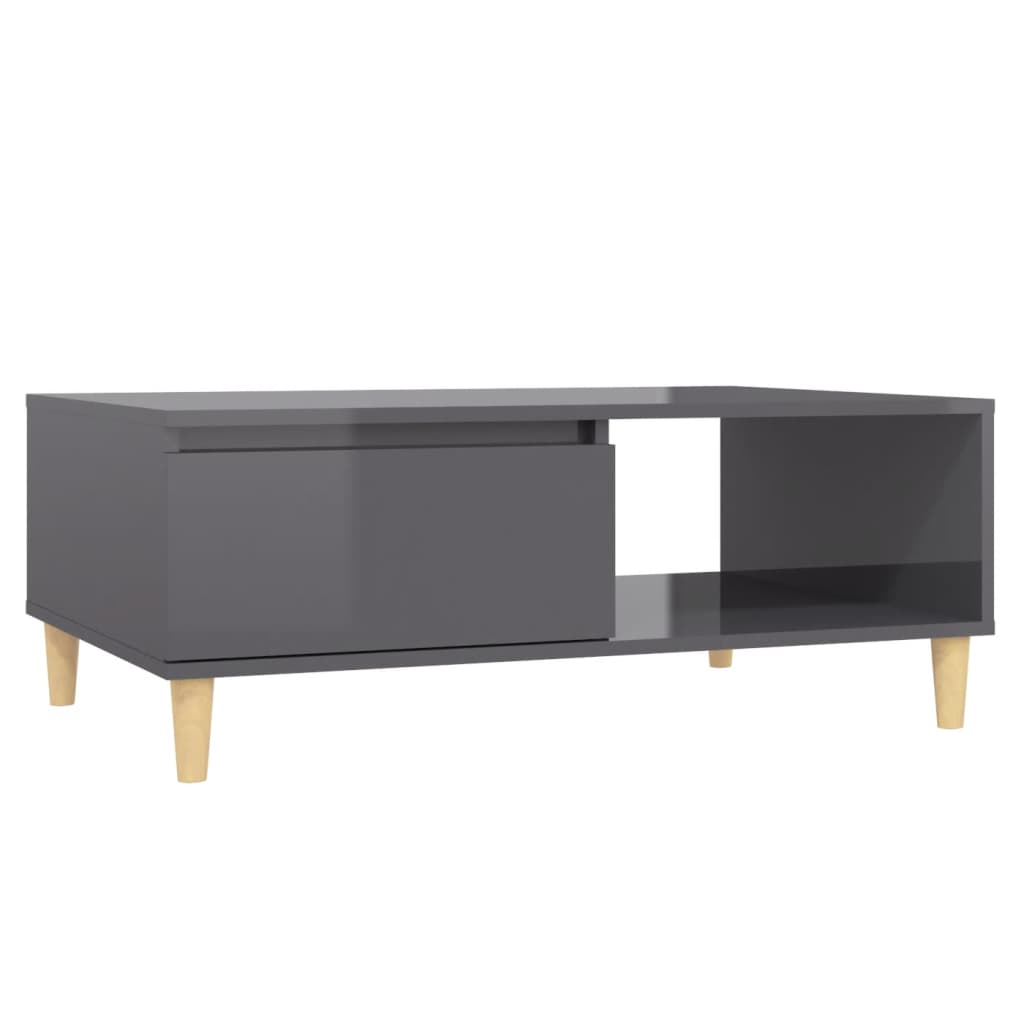 Mesa de centro Stol 1 puerta + 1 módulo gris brillo 35x90x60 cm