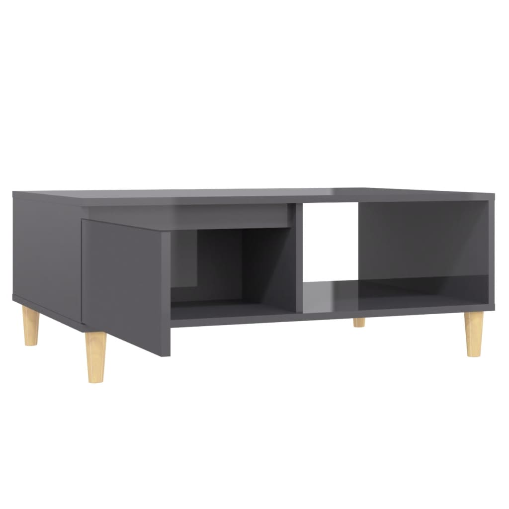 Mesa de centro Stol 1 puerta + 1 módulo gris brillo 35x90x60 cm