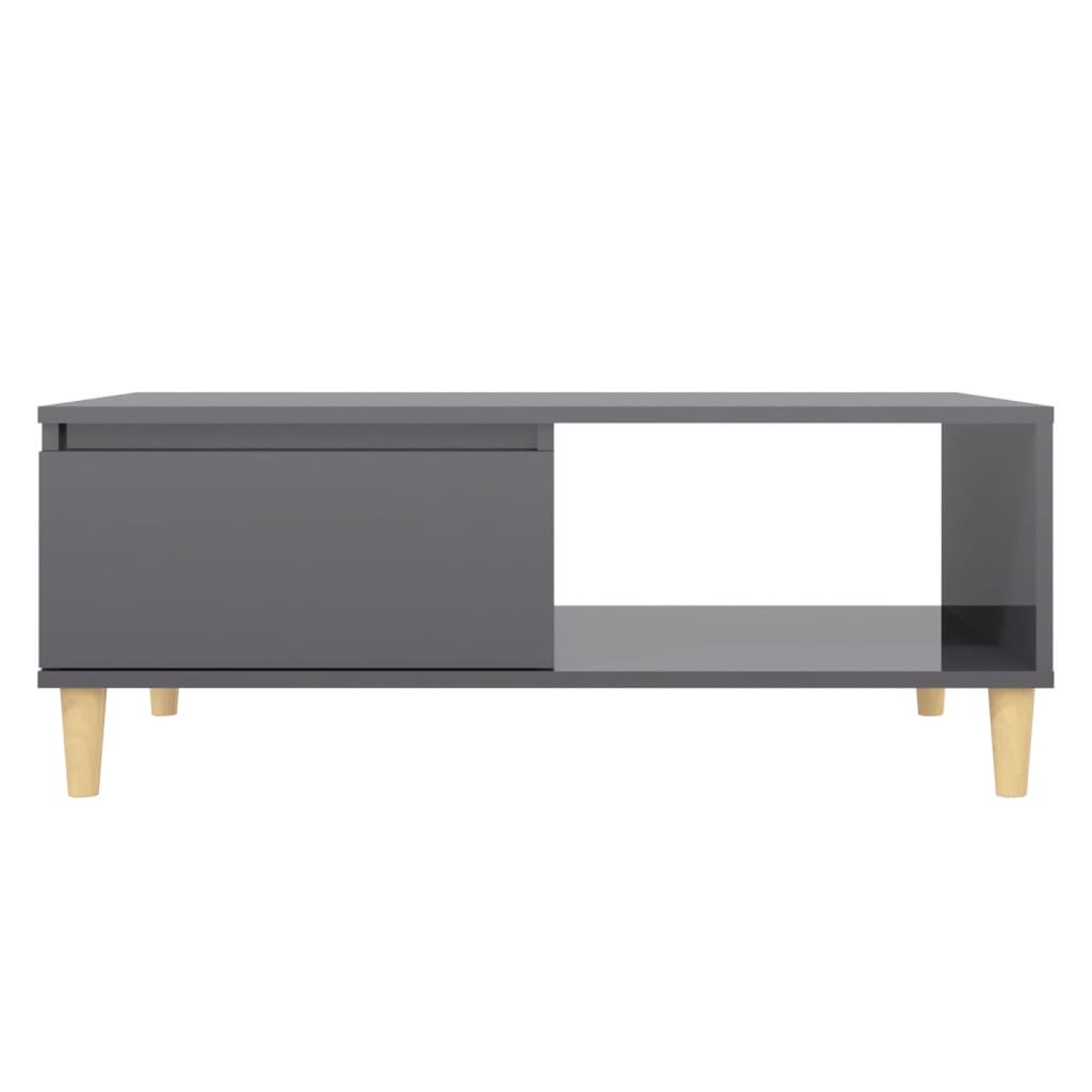 Mesa de centro Stol 1 puerta + 1 módulo gris brillo 35x90x60 cm