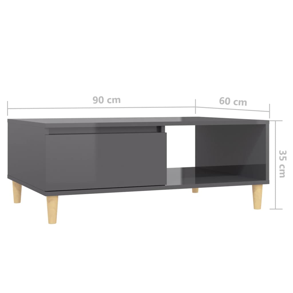 Mesa de centro Stol 1 puerta + 1 módulo gris brillo 35x90x60 cm