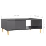 Mesa de centro Stol 1 puerta + 1 módulo gris brillo 35x90x60 cm