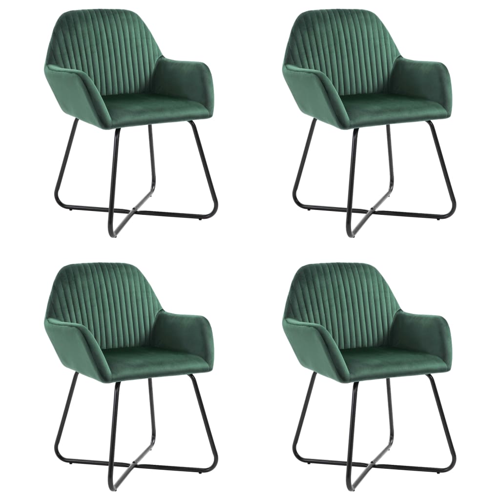 Pack de 4 sillas Vila respaldo alto tapizado terciopelo verde 84x61x61 cm