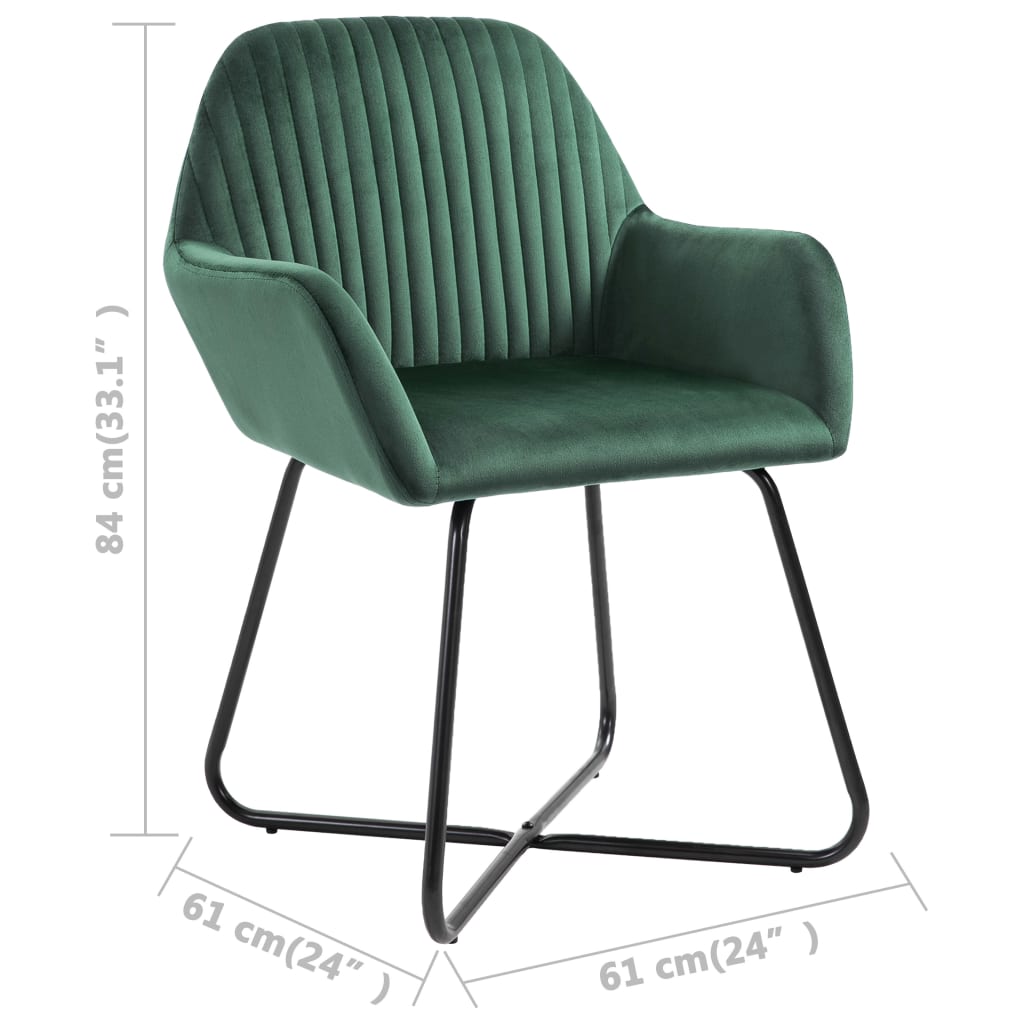 Pack de 4 sillas Vila respaldo alto tapizado terciopelo verde 84x61x61 cm