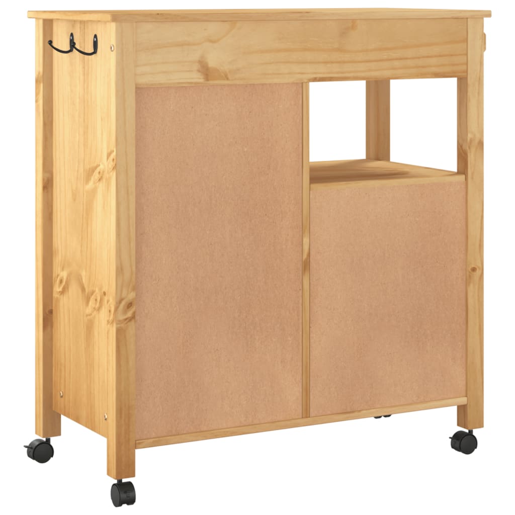 Carrito auxiliar Monza 4 cajones + armario madera de pino natural 90x84x40 cm