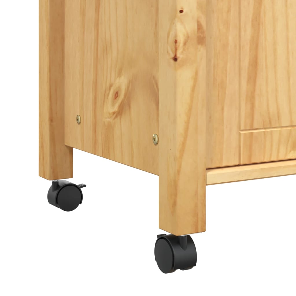 Carrito auxiliar Monza 4 cajones + armario madera de pino natural 90x84x40 cm