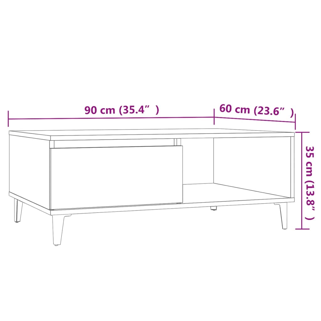 Mesa de centro Lena 1 puerta + 1 compartimento natural 35x90x60 cm