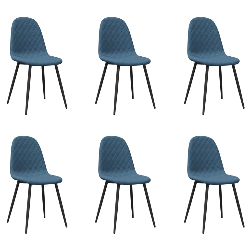 Pack de 6 sillas de comedor Vega terciopelo azul 83x45x53,5 cm