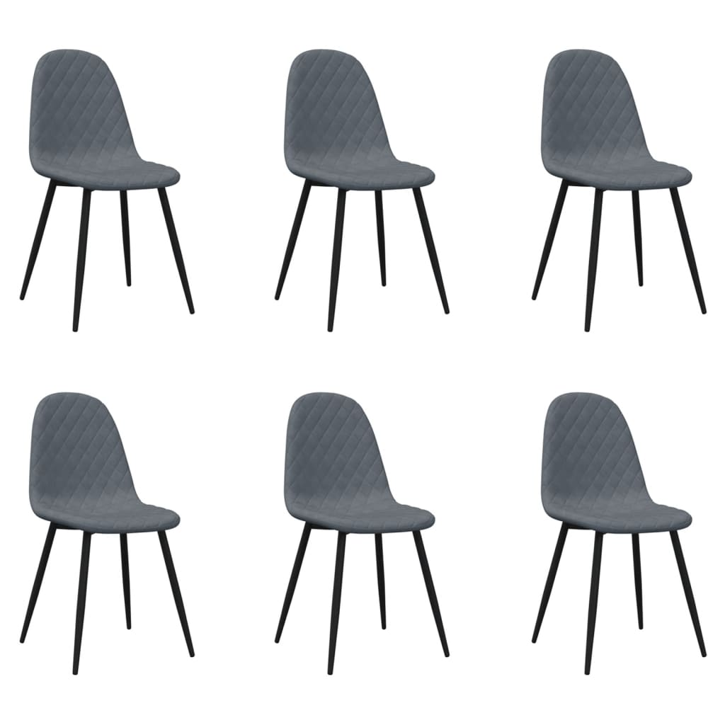 Pack de 6 sillas de comedor Vega terciopelo gris oscuro 83x45x53,5 cm