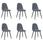Pack de 6 sillas de comedor Vega terciopelo gris oscuro 83x45x53,5 cm
