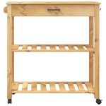 Carrito auxiliar Monza 2 estantes listones + cajón madera de pino natural 90x84x40 cm