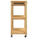 Carrito auxiliar Monza 2 estantes listones + cajón madera de pino natural 90x84x40 cm