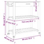 Carrito auxiliar Monza 2 estantes listones + cajón madera de pino natural 90x84x40 cm