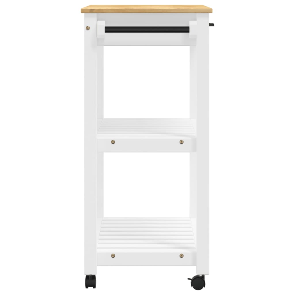 Carrito auxiliar Monza 2 estantes listones + cajón madera de pino blanco 90x84x40 cm