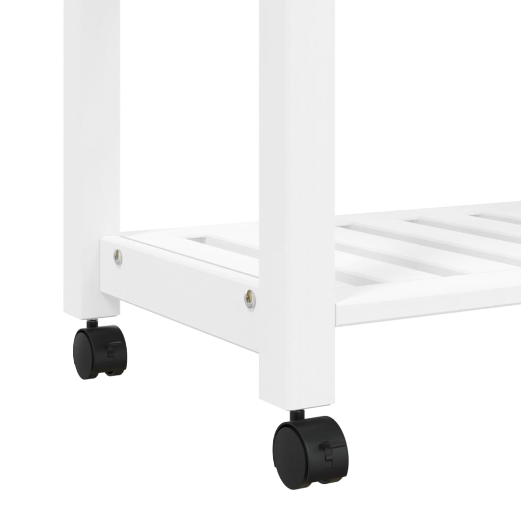 Carrito auxiliar Monza 2 estantes listones + cajón madera de pino blanco 90x84x40 cm