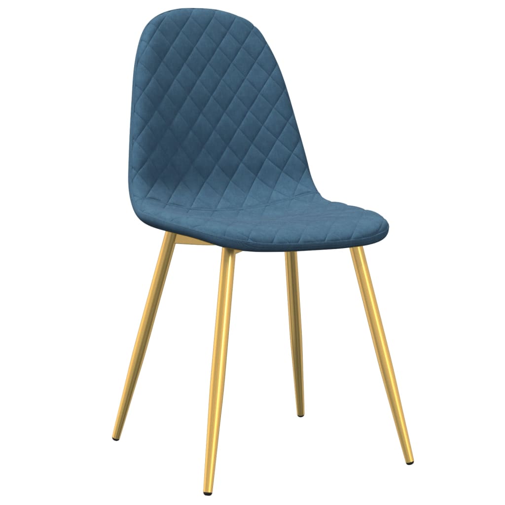 Pack de 6 sillas de comedor Millie terciopelo patas doradas azul 83x45x53,5 cm 2
