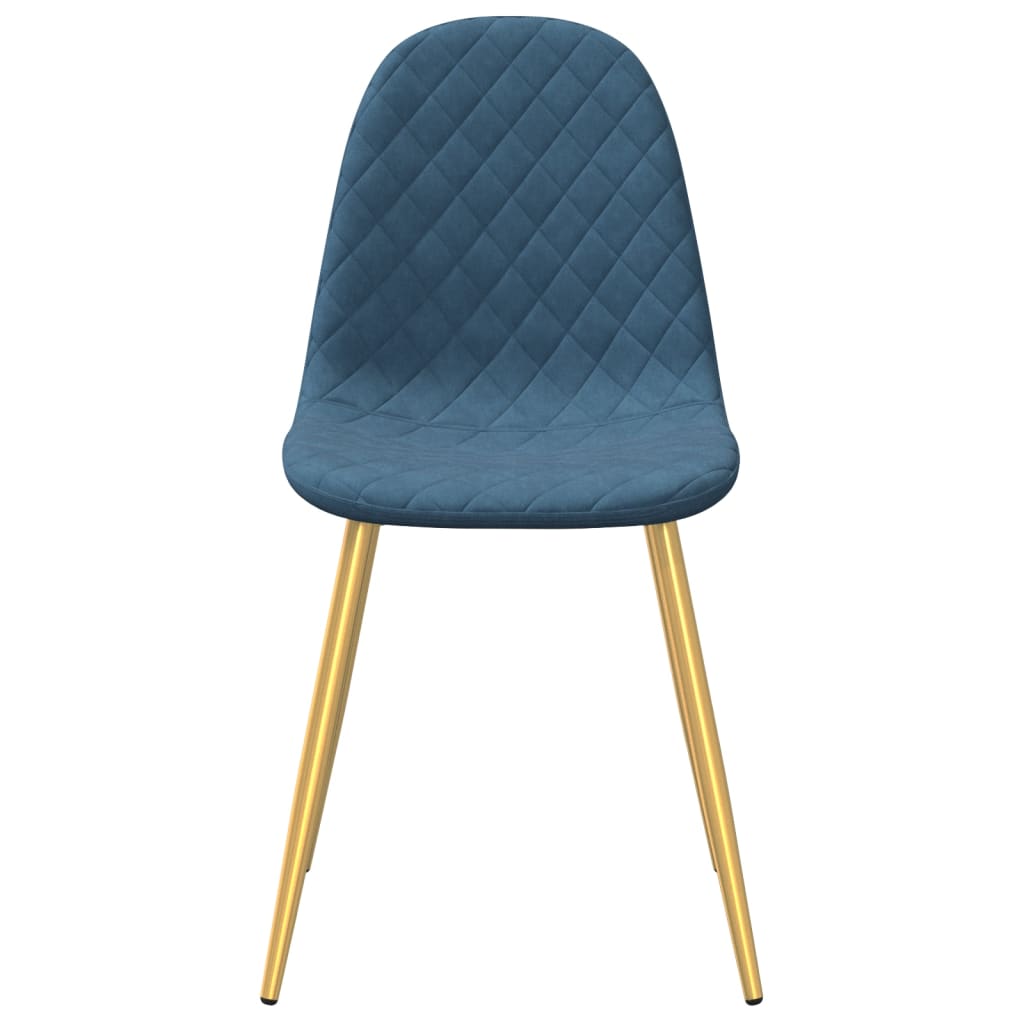Pack de 6 sillas de comedor Millie terciopelo patas doradas azul 83x45x53,5 cm 3
