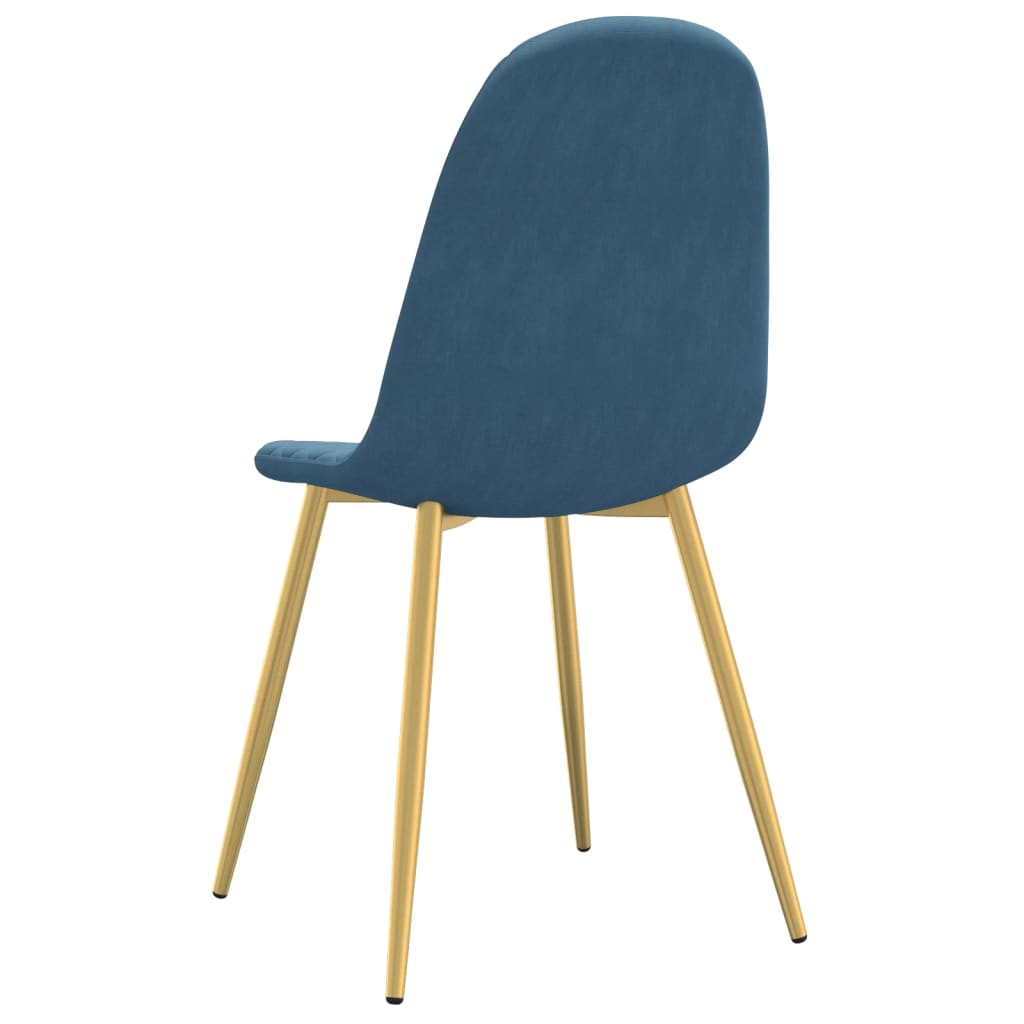 Pack de 6 sillas de comedor Millie terciopelo patas doradas azul 83x45x53,5 cm 5