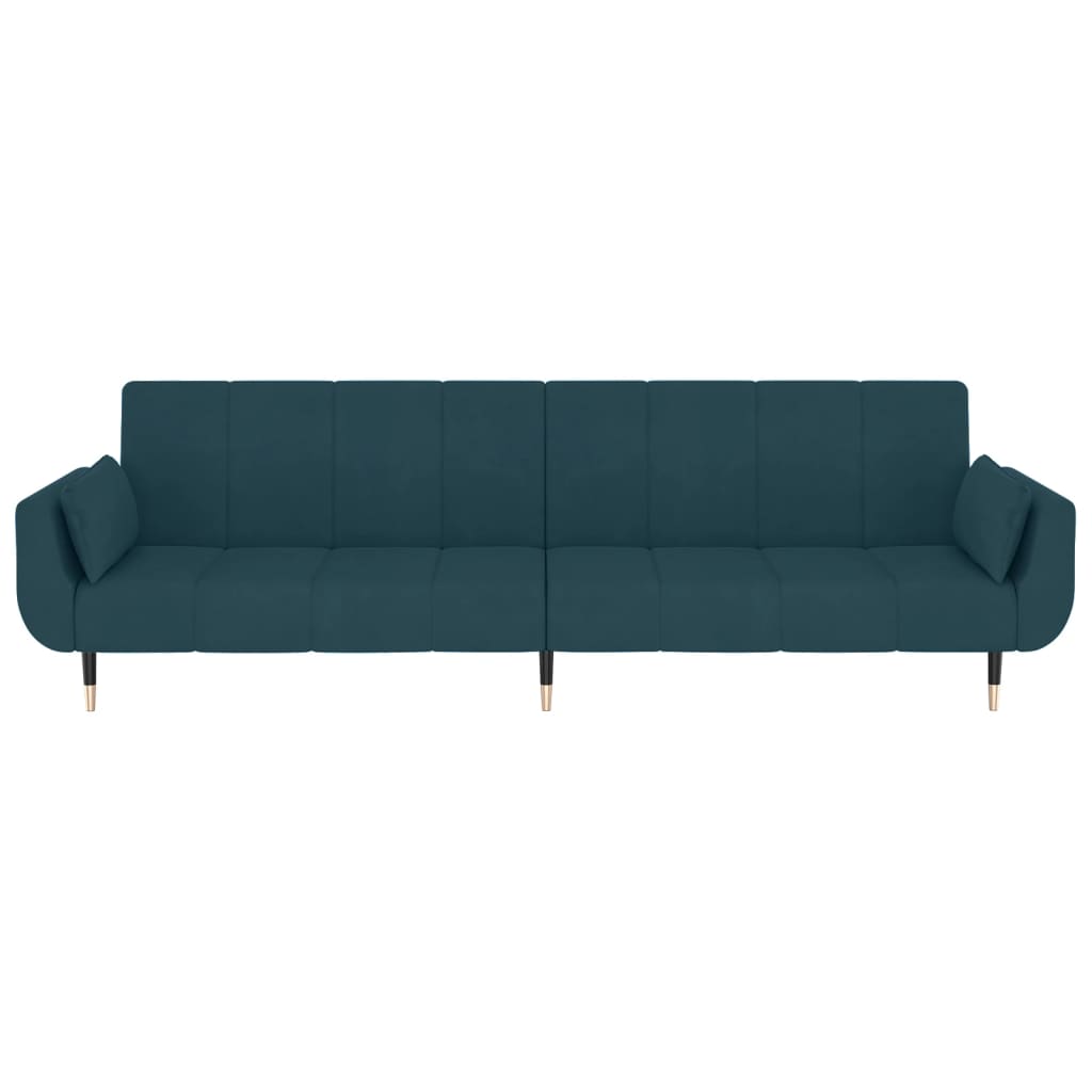 Sofá cama Hirina 2 plazas respaldo ajustable con almohadas azul 69x220x84,5 cm