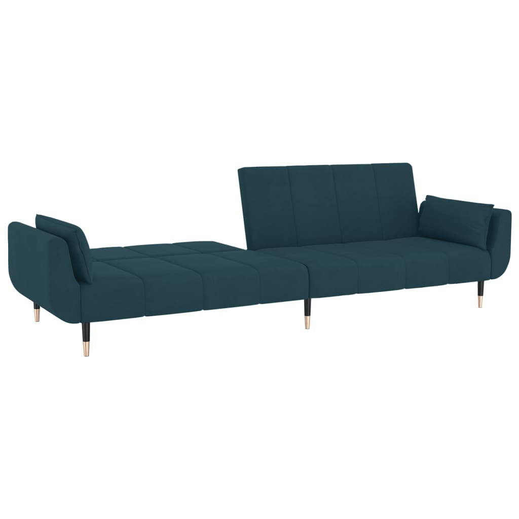 Sofá cama Hirina 2 plazas respaldo ajustable con almohadas azul 69x220x84,5 cm